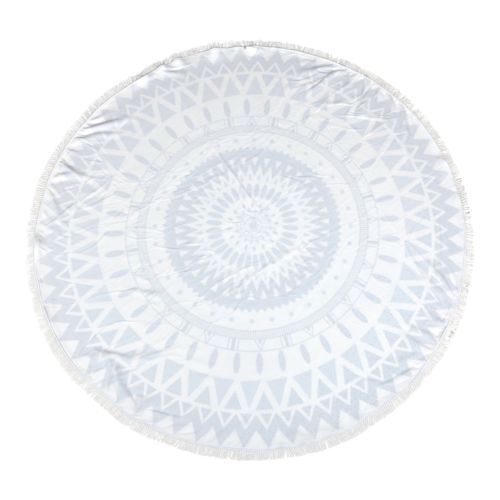 Milano Round Beach Towel with Tassels Print 140 cm 350 GSM Microfibre Blanket - Carillo
