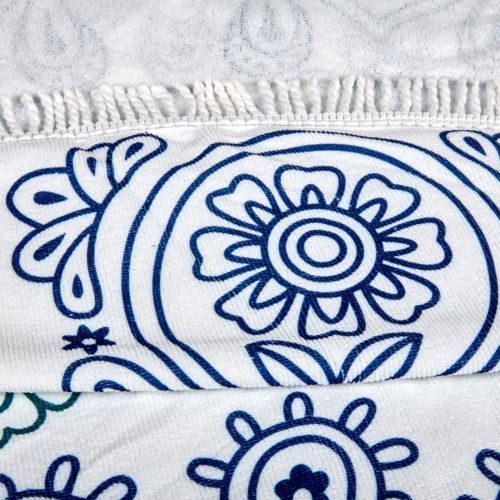 Milano Round Beach Towel with Tassels Print 140 cm 350 GSM Microfibre Blanket - Boho