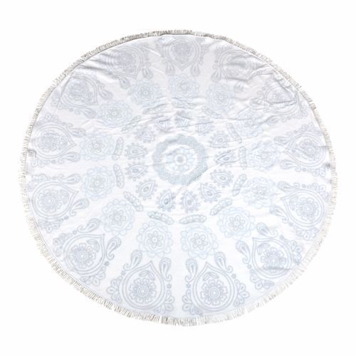 Milano Round Beach Towel with Tassels Print 140 cm 350 GSM Microfibre Blanket - Boho