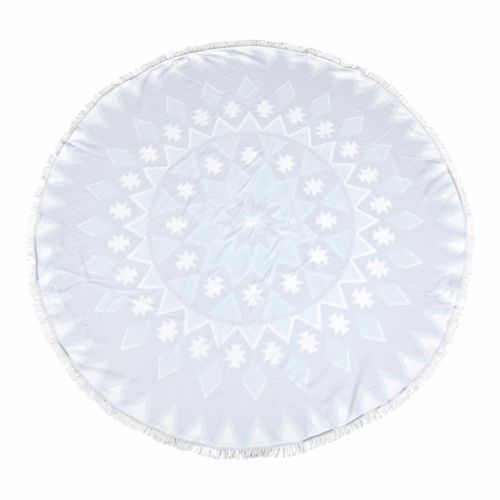 Milano Round Beach Towel with Tassels Print 140 cm 350 GSM Microfibre Blanket - Belize
