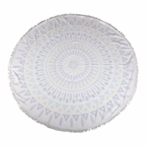 Milano Round Beach Towel with Tassels Print 140 cm 350 GSM Microfibre Blanket - Kensington
