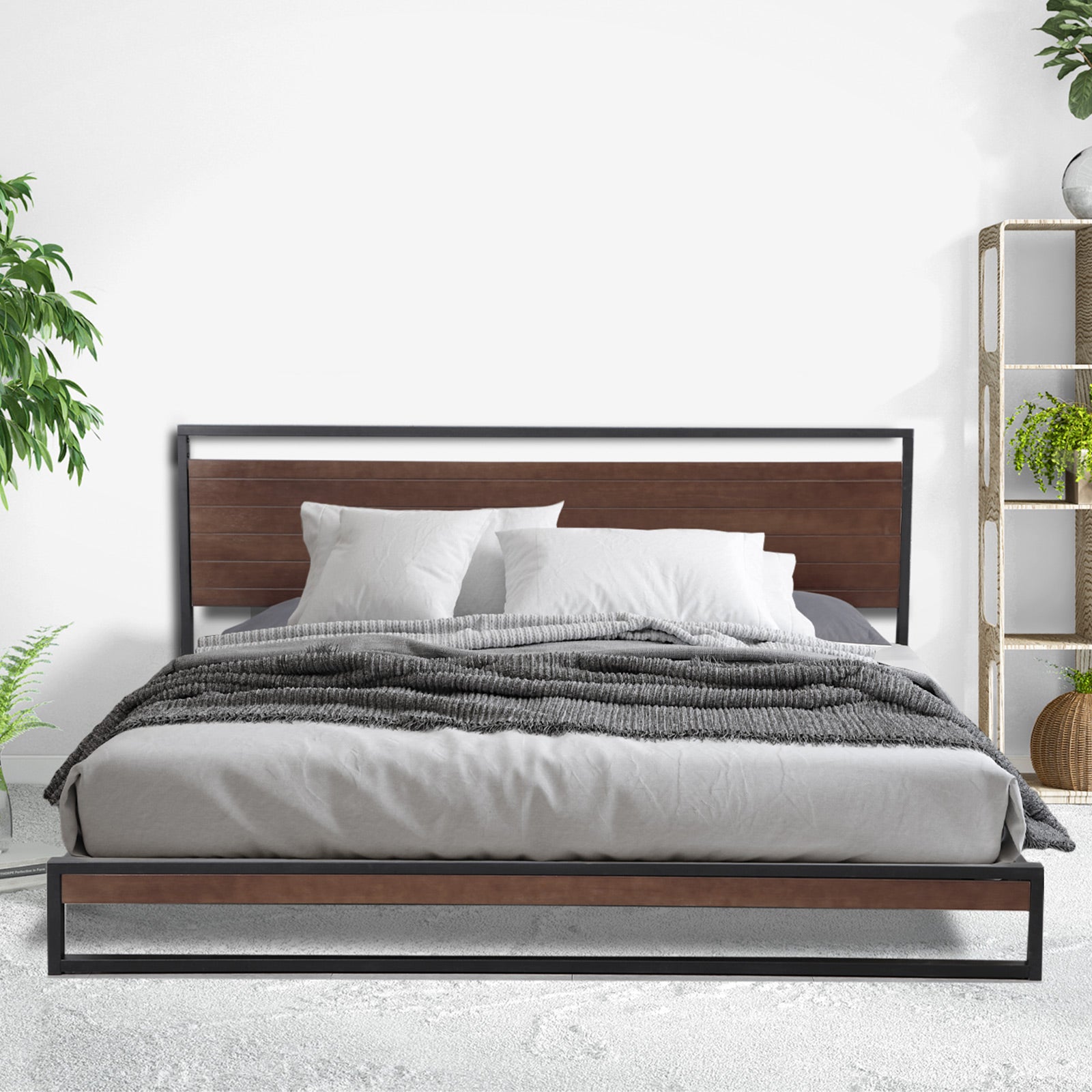 Azure Wood Bed Frame With Comforpedic Mattress Package Deal Bedroom Set - Single - White Brown