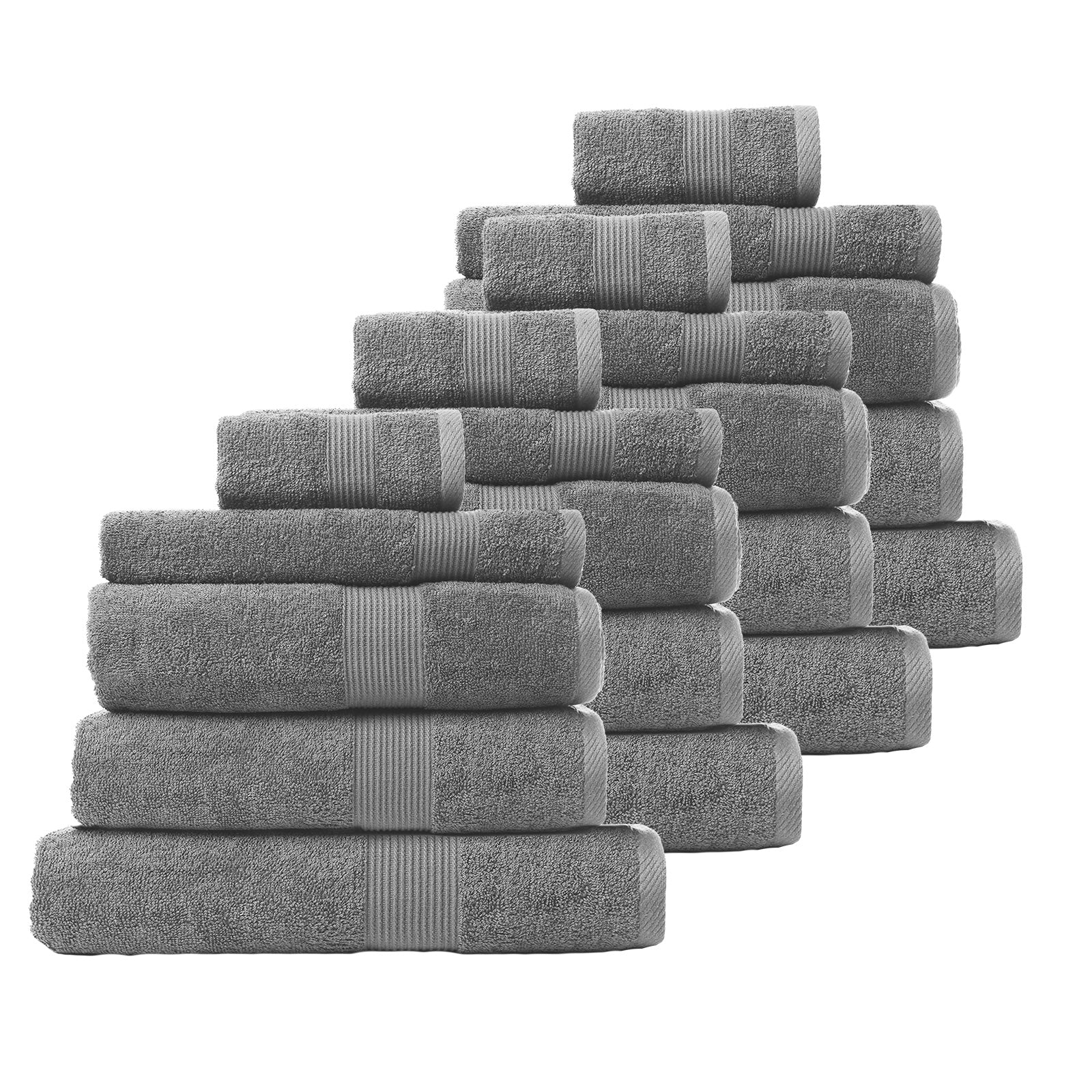 Royal Comfort 20 Piece Cotton Bamboo Towel Bundle Set 450GSM Luxurious Absorbent - Charcoal