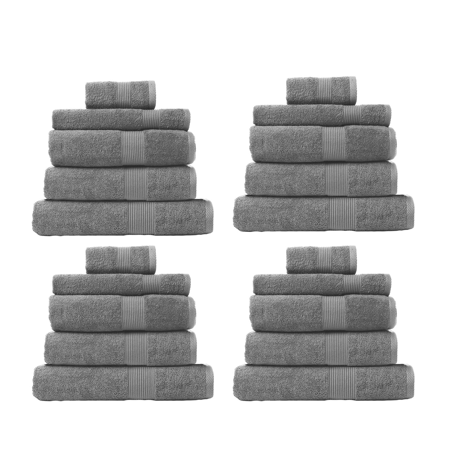 Royal Comfort 20 Piece Cotton Bamboo Towel Bundle Set 450GSM Luxurious Absorbent - Charcoal