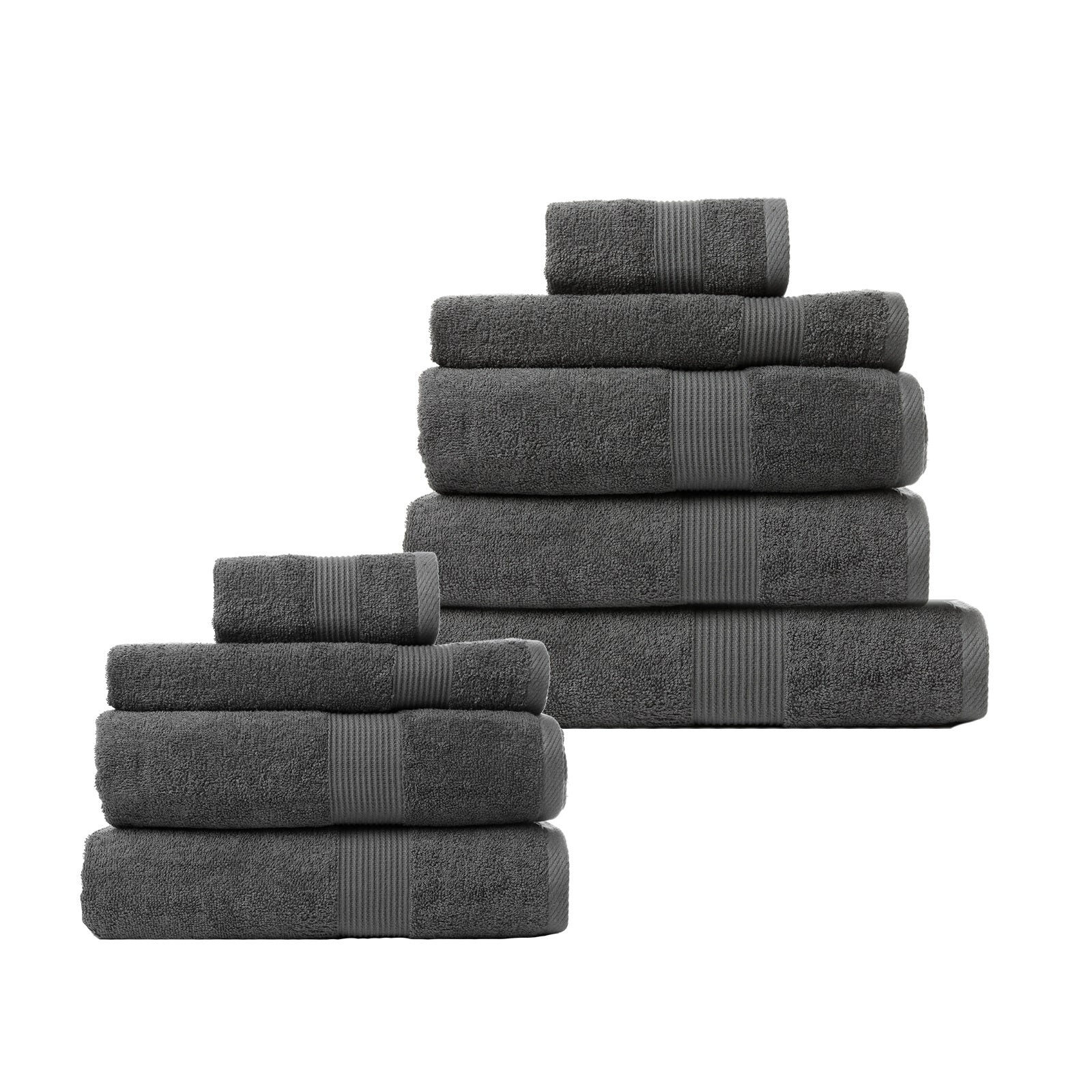 Royal Comfort 9 Piece Cotton Bamboo Towel Bundle Set 450GSM Luxurious Absorbent - Granite