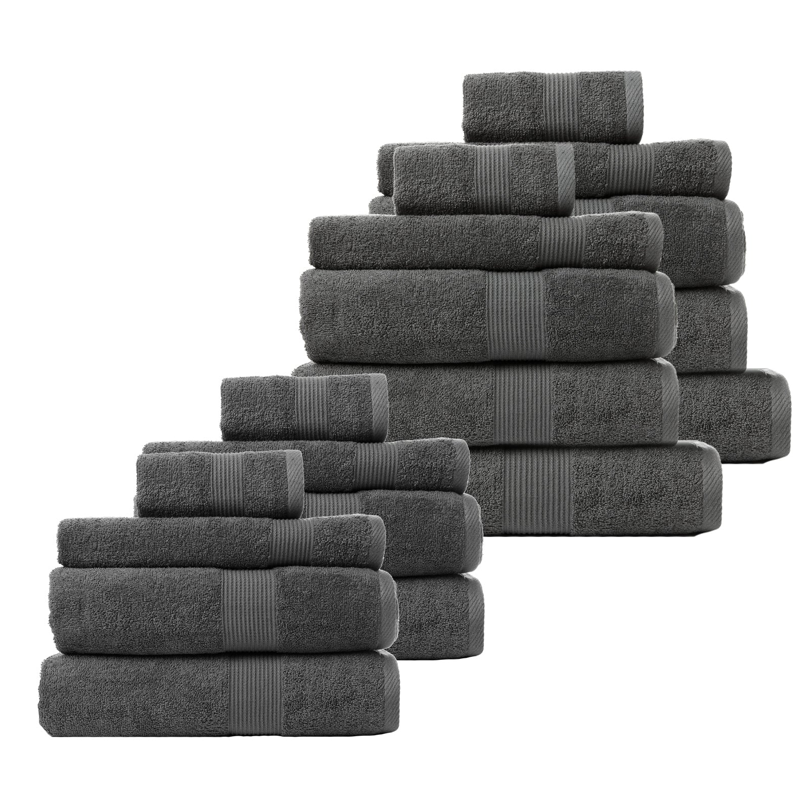 Royal Comfort 18 Piece Cotton Bamboo Towel Bundle Set 450GSM Luxurious Absorbent - Granite