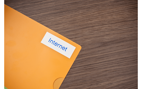 Brother 3/4\" (18 mm) Blue on White TZe P-Touch Tape for Brother PT-1900, PT1900 Label Maker. Laminated tape for indoor and outdoor use. Eco-friendly packaging