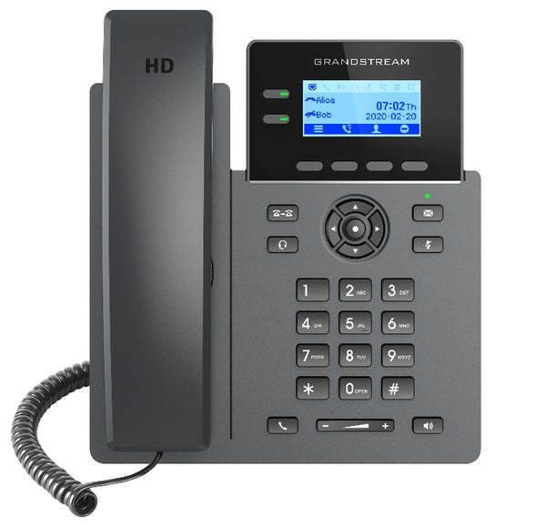 GRANDSTREAM GRP2602P 2 Line IP Phone, 4 SIP Accounts, 132x48 Backlit Screen, HD Audio, Powerable Via POE