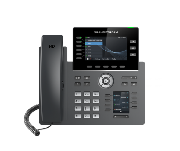 GRANDSTREAM GRP2616 6 Line IP Phone, 6 SIP Accounts, 480x272 Colour Screen, HD Audio, Integrated Bluetooth+WiFi, Powerable Via POE