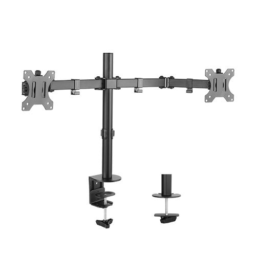 Brateck Dual Monitor Screens Economical Double Joint Articulating Steel Monitor Arm fit Most 13ÃÃ-32ÃÃ Monitors Up to 8kg per screen, 360°Screen Rotation