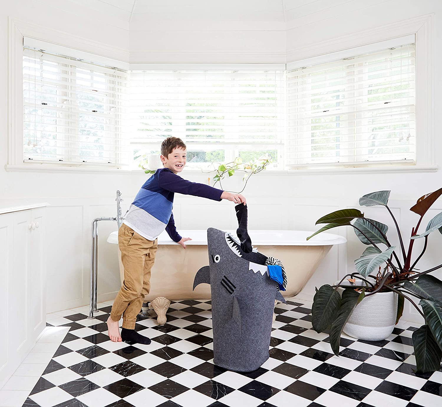 Baby Shark Laundry Basket for Kids for bedroom and bathroom - Grey