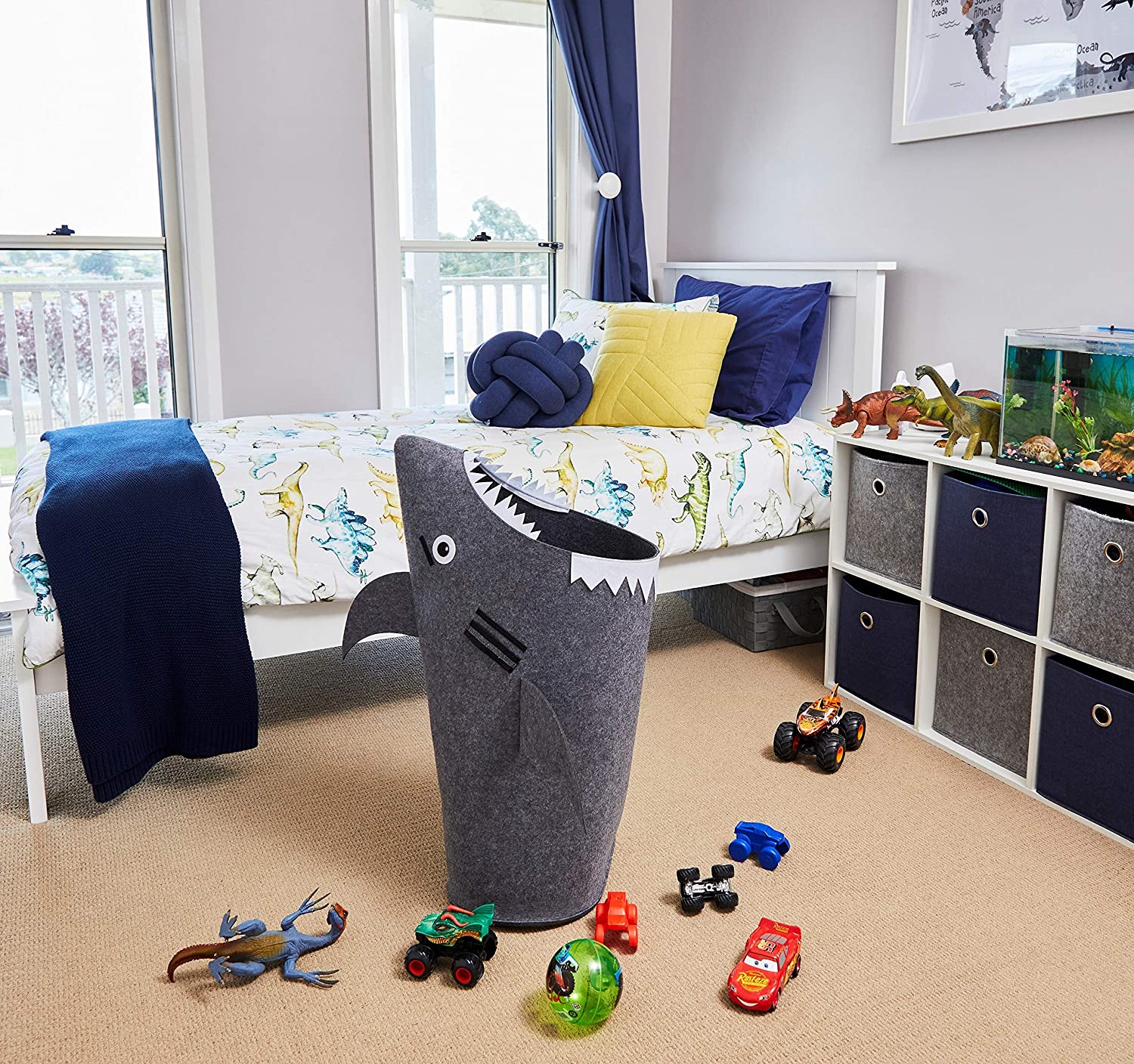 Baby Shark Laundry Basket for Kids for bedroom and bathroom - Grey