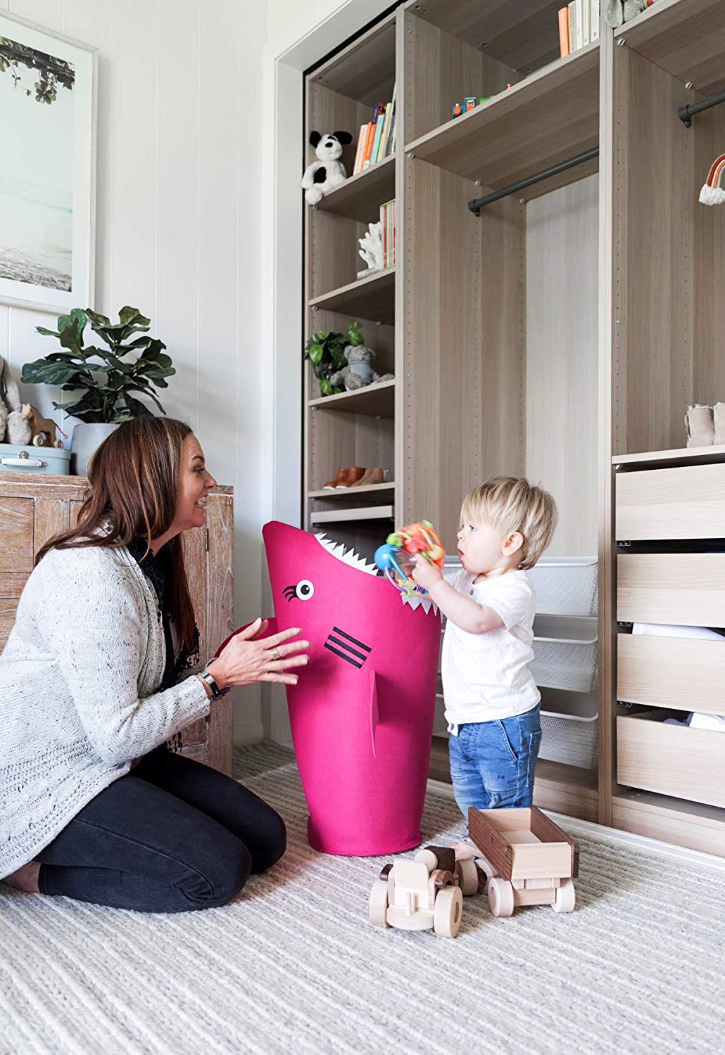 Baby Shark Laundry Basket for Kids for bedroom and bathroom - Pink