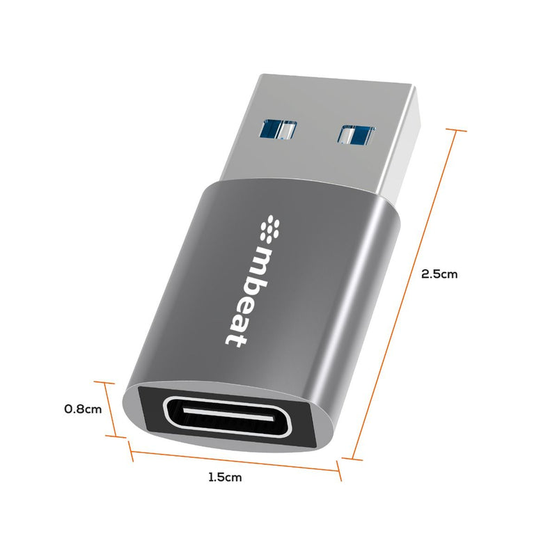 mbeat Elite USB 3.0 (Male) to USB-C (Female) Adapter - Space Grey
