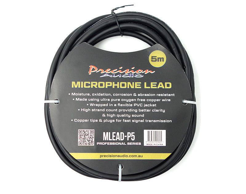 Precision Audio 5 Pack XLR To XLR Studio Stage Microphone Lead 5m MLEADP5