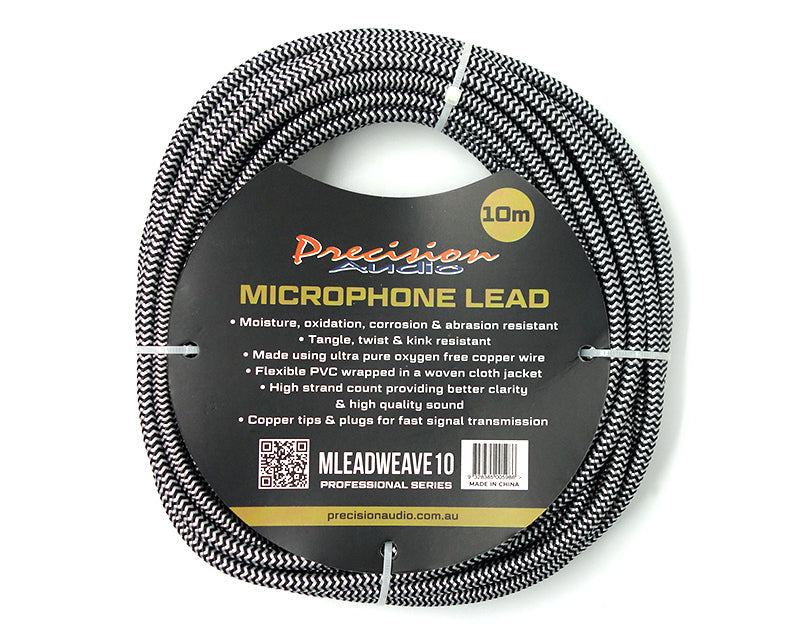 Precision Audio 5 Pack XLR to XLR Braided Studio Microphone Lead Low Noise Silver MLEADWEAVE10 10m
