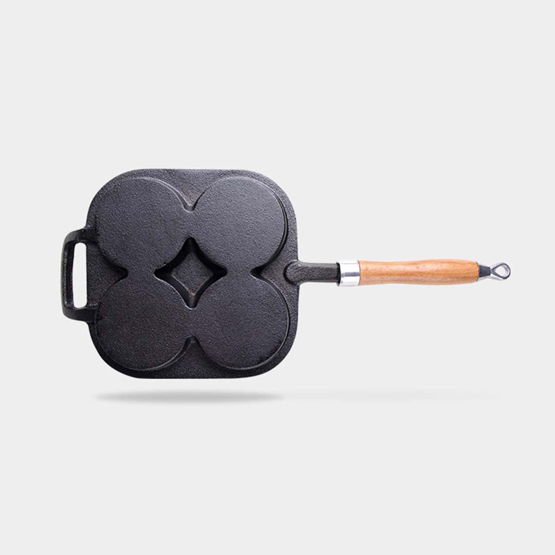 SOGA 2X 4 Mold Cast Iron Breakfast Fried Egg Pancake Omelette Fry Pan