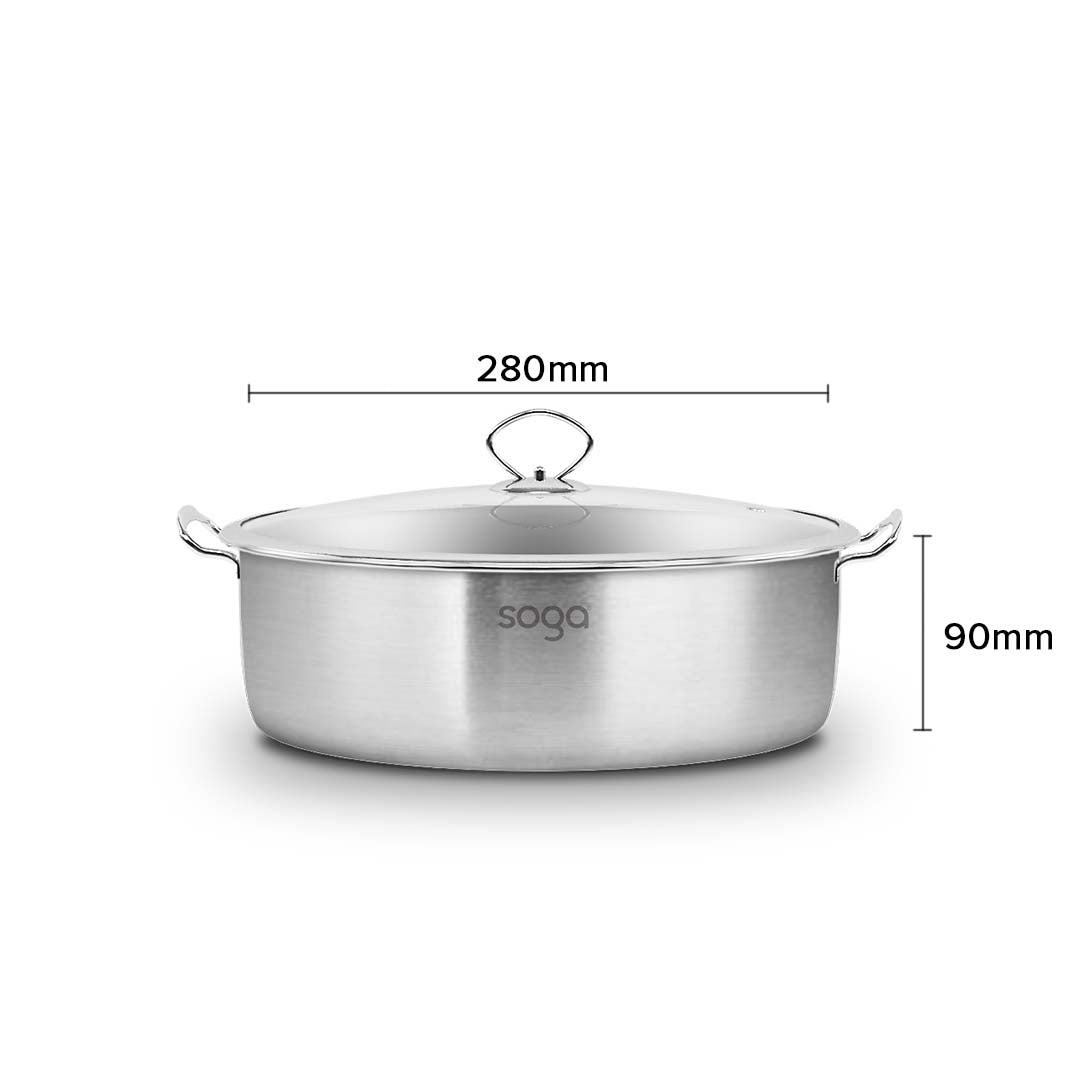 SOGA Dual Burners Cooktop Stove, 30cm Cast Iron Frying Pan Skillet and 28cm Induction Casserole