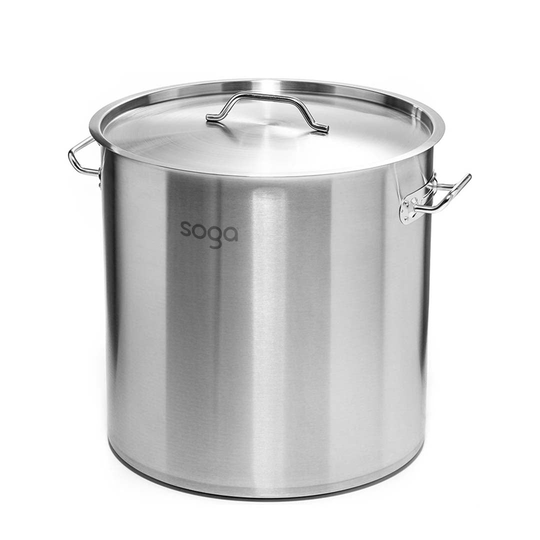 SOGA Stock Pot 130L Top Grade Thick Stainless Steel Stockpot 18/10