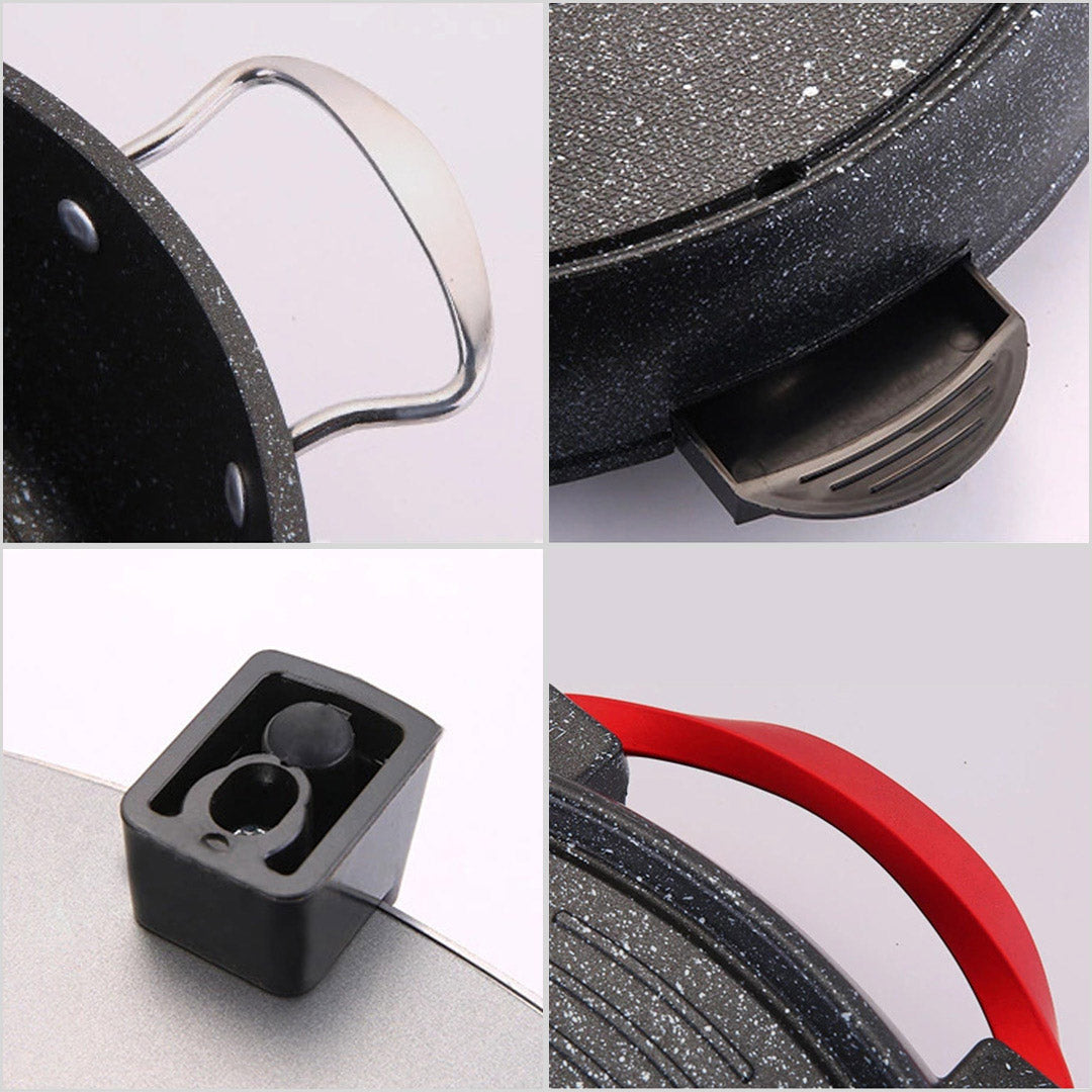 SOGA 2X 2 in 1 Electric Stone Coated Teppanyaki Grill Plate Steamboat Hotpot