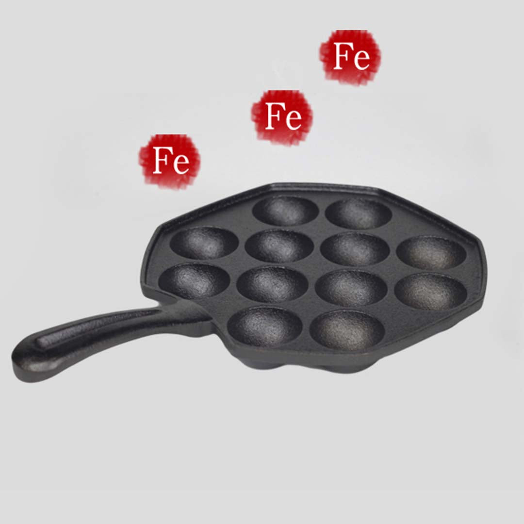 SOGA 2X 18CM Cast Iron Takoyaki Fry Pan Octopus Balls Maker 12 Hole Cavities Grill Mold