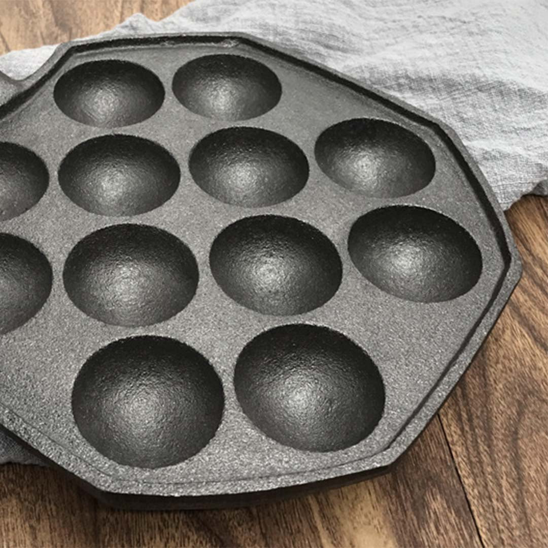 SOGA 2X 18CM Cast Iron Takoyaki Fry Pan Octopus Balls Maker 12 Hole Cavities Grill Mold