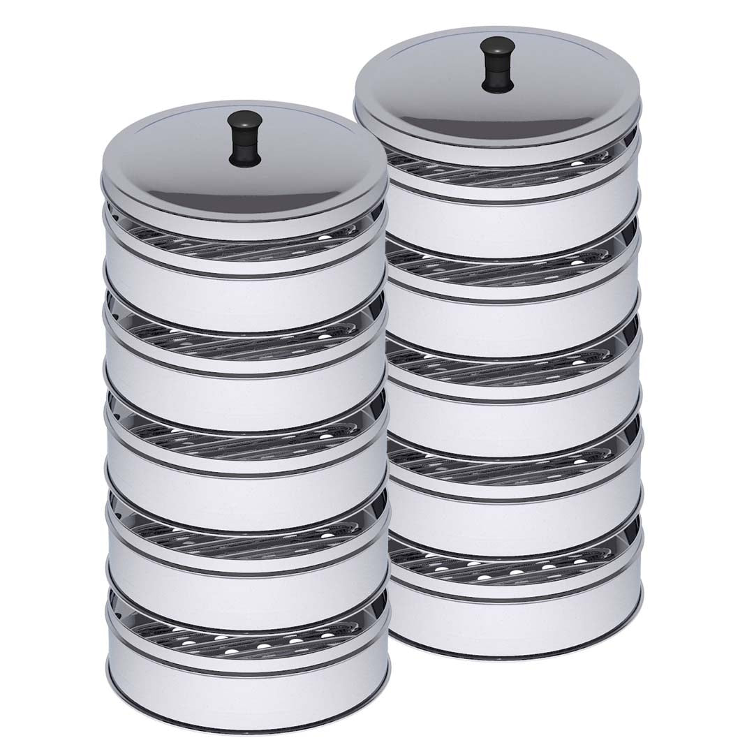 SOGA 2X 5 Tier Stainless Steel Steamers With Lid Work inside of Basket Pot Steamers 22cm