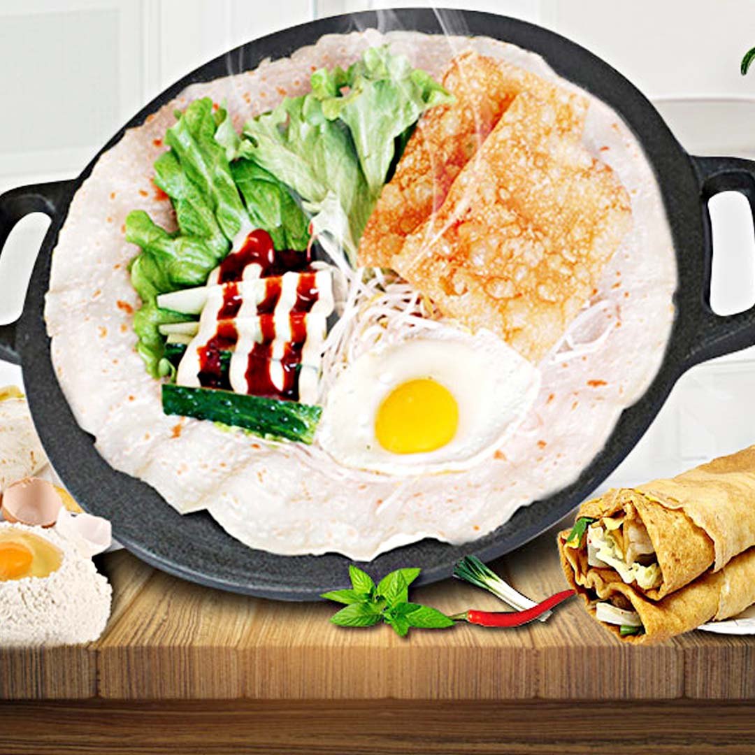 SOGA 37cm Cast Iron Induction Crepes Pan Baking Cookie Pancake Pizza Bakeware