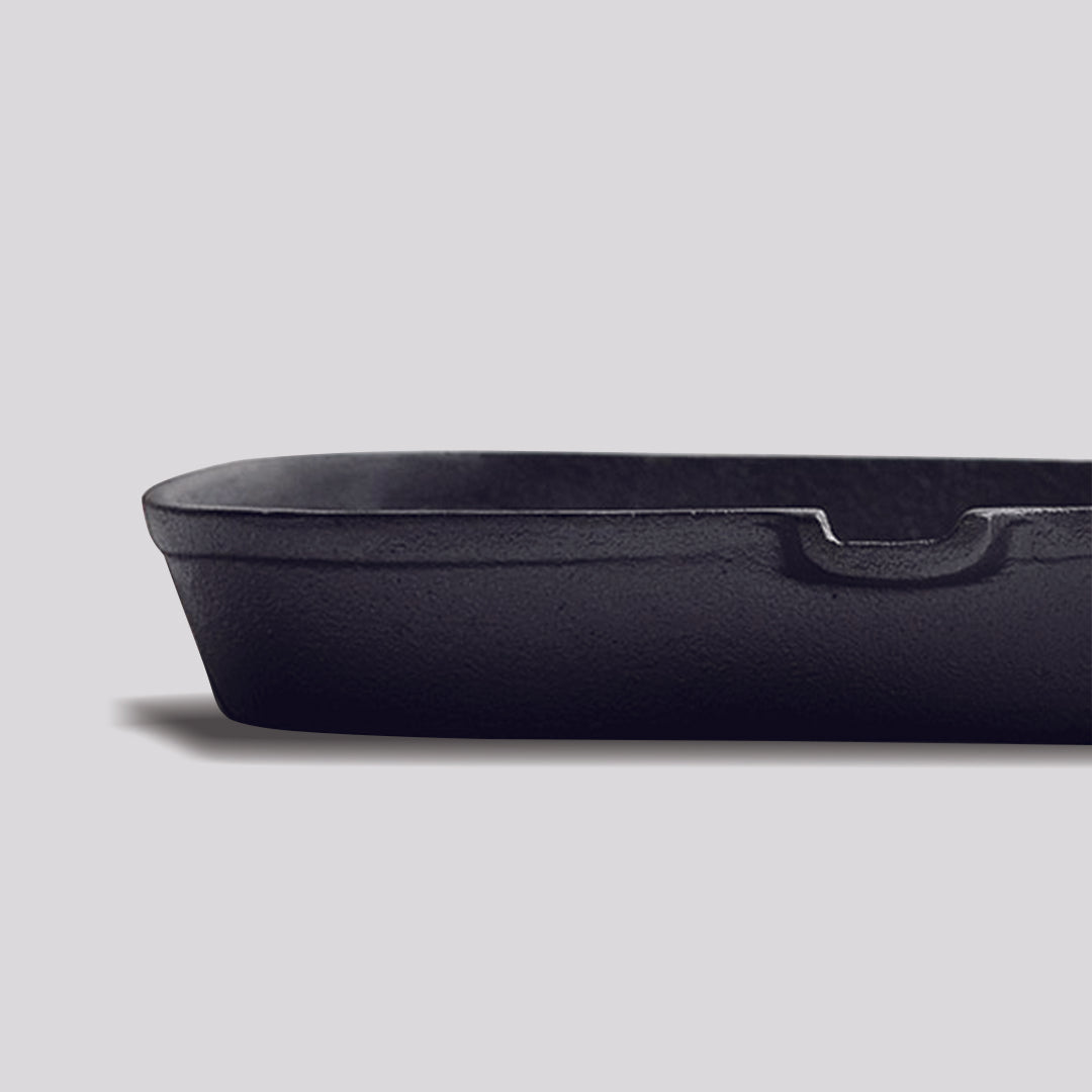 SOGA 2X 23.5cm Square Ribbed Cast Iron Frying Pan Skillet Steak Sizzle Platter with Handle