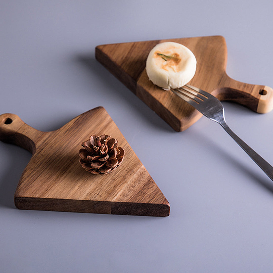 SOGA 2X 6 pcs Brown Round Divisible Wood Pizza Server Food Plate Board Pizza Paddle Cutting Board Home Decor