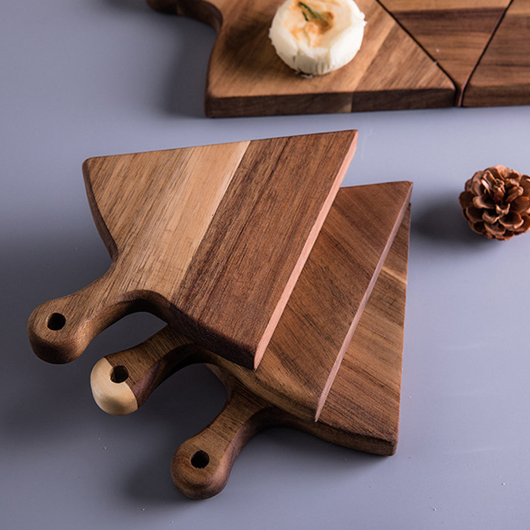 SOGA 2X 6 pcs Brown Round Divisible Wood Pizza Server Food Plate Board Pizza Paddle Cutting Board Home Decor