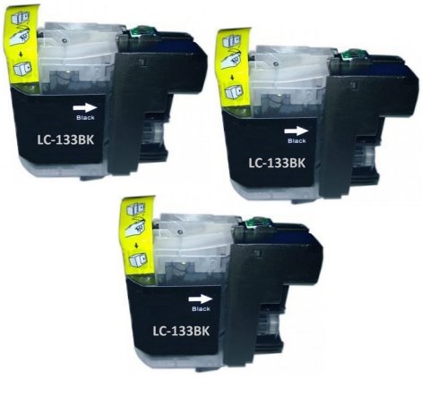 Compatible Premium Ink Cartridges LC133BK Black Triple Pack - for use in Brother Printers