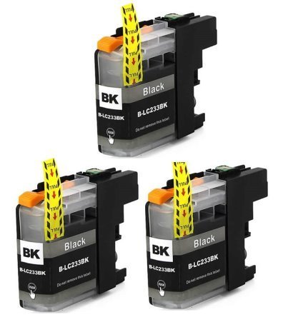 Compatible Premium Ink Cartridges LC233BK Black Triple Pack - for use in Brother Printers