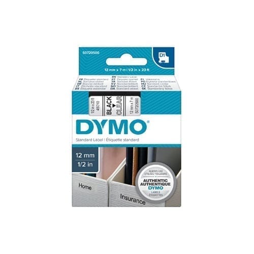 Dymo Blk on Clr 12mmx7m Tape - for use in Dymo Printer
