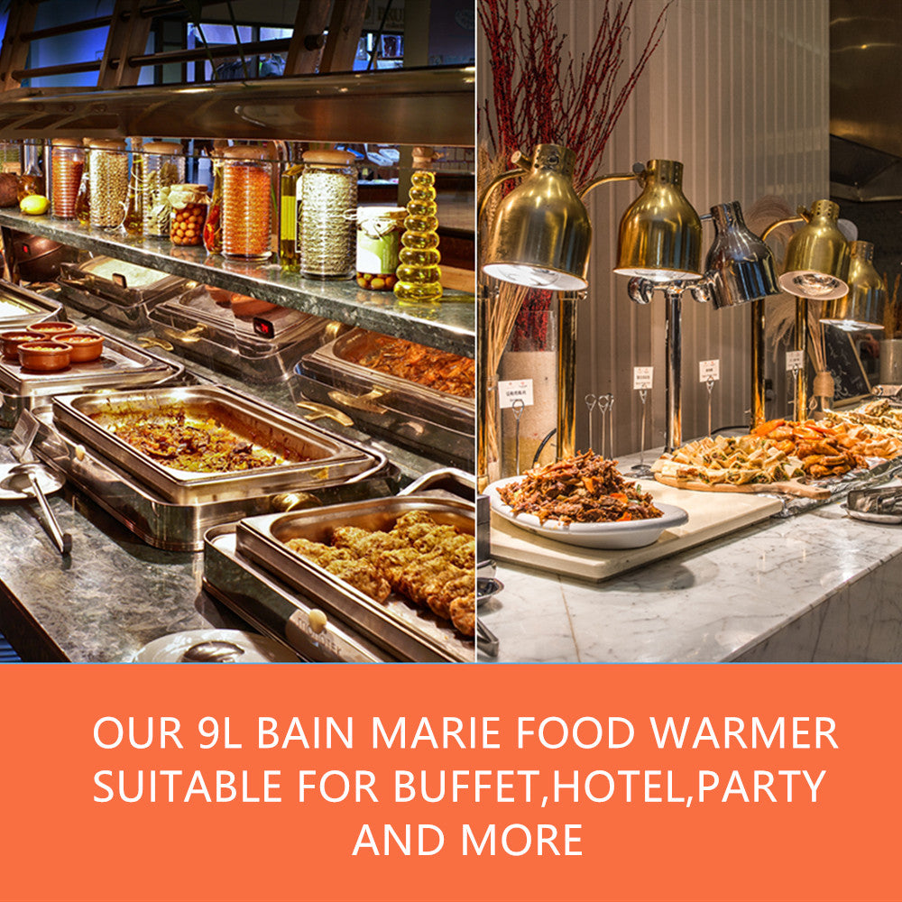 9L Chafing Dish Set Buffet Pan Bain Marie Bow Stainless Steel Food Warmer