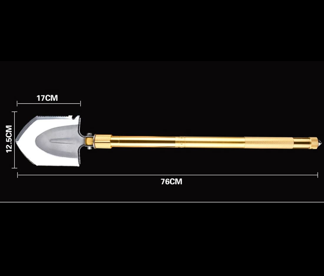 Multifunction Tactical Shovel Folding Camping Survival Tools Military Outdoor Gold