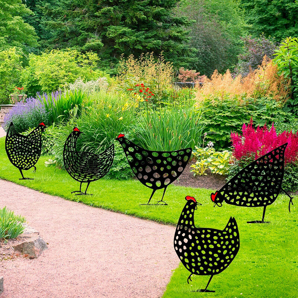 5PCS Garden Ornament Chicken Yard Art Outdoor Garden Backyard Lawn Decor Gift