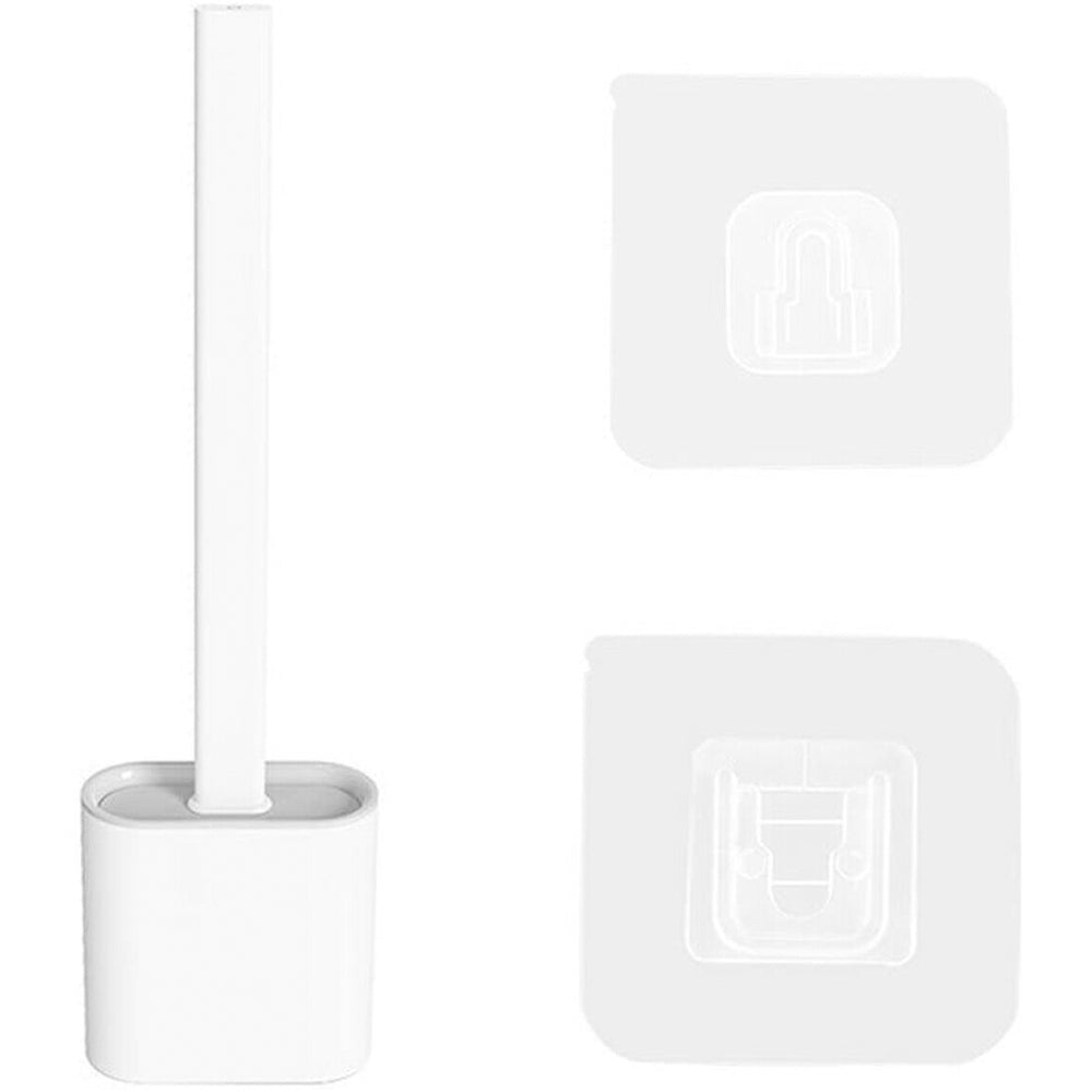 2PCS Bathroom Silicone Bristles Toilet Brush with Holder Creative Cleaning Brush