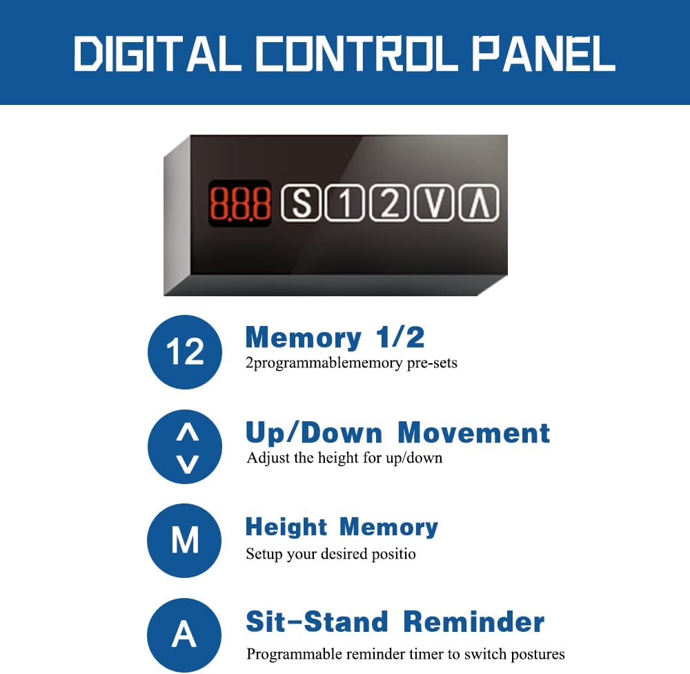 Sardine Sport Electric Standing Desk, 100KG Motorised Height Adjustable Computer Desk, Sit Stand Desk, Home Office (120 x 60 cm / 47.2 x 23.6 inch)