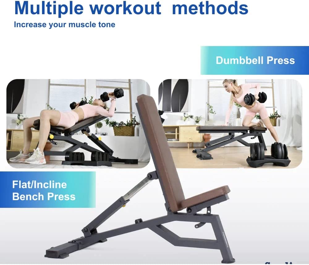 Sardine Sport Heavy Duty Bench Foldable Adjustable Commercial Grade Capacity 450kg(Brown)