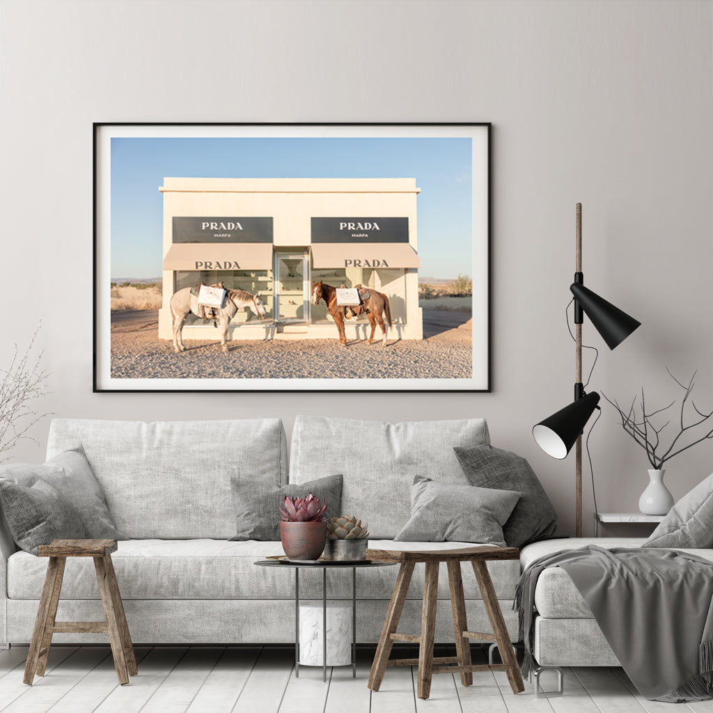 50cmx70cm Horses Black Frame Canvas Wall Art