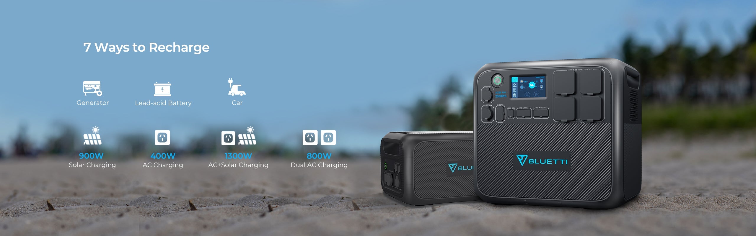 BLUETTI Portable Power Station AC200MAX, 2048Wh LiFePO4 Battery Backup, Expandable to 8192Wh w/ 4 2200W AC Outlets (4800W Peak), 30A RV Output, Solar Generator for Outdoor Camping, Home Use, Emergency(MUST WORK WITH B230)