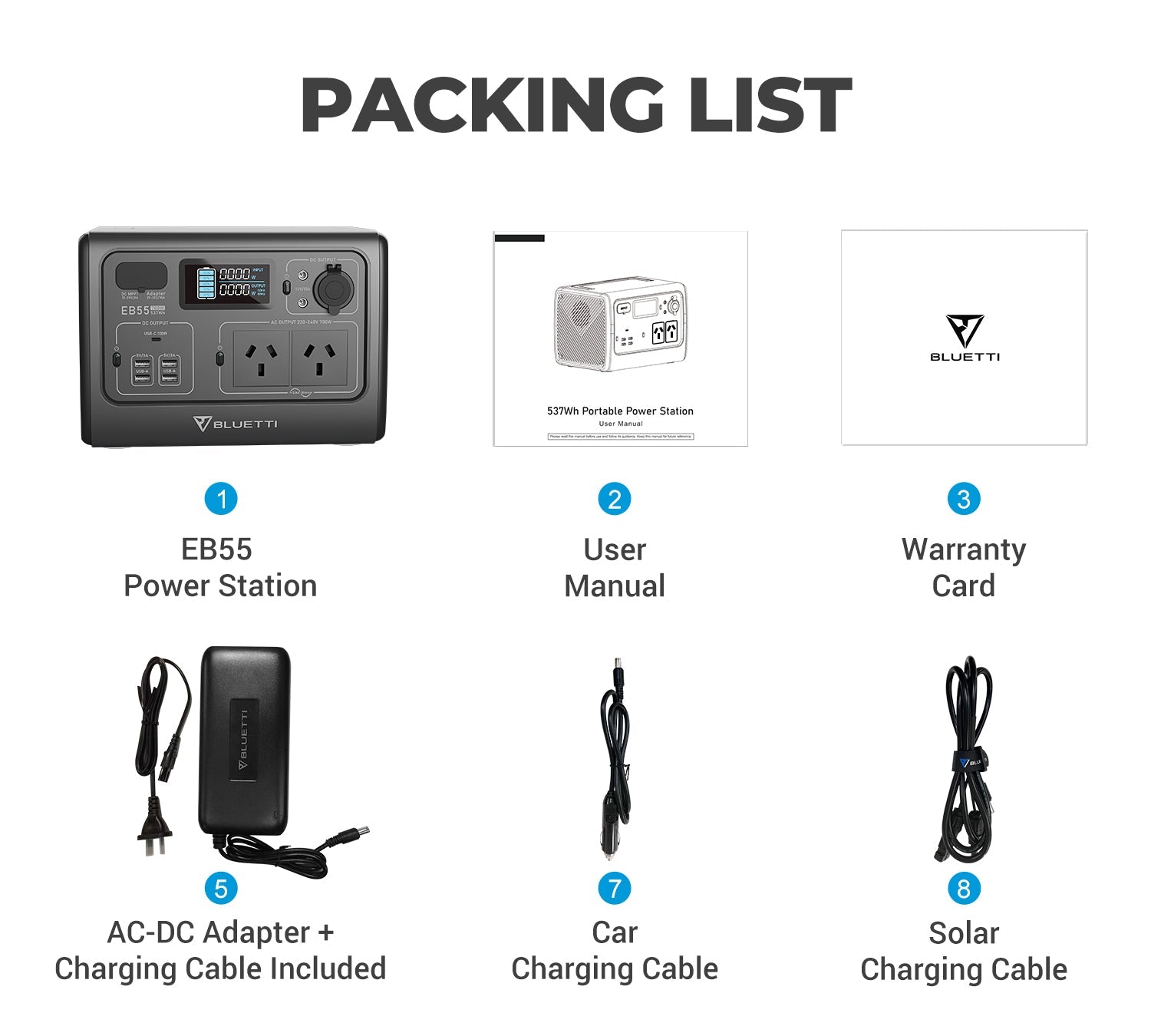 Bluetti EB55 Portable Power Station 700W/537Wh LiFePO4 Battery Backup AU Plug for Home Emergency Outdoor Camping Black