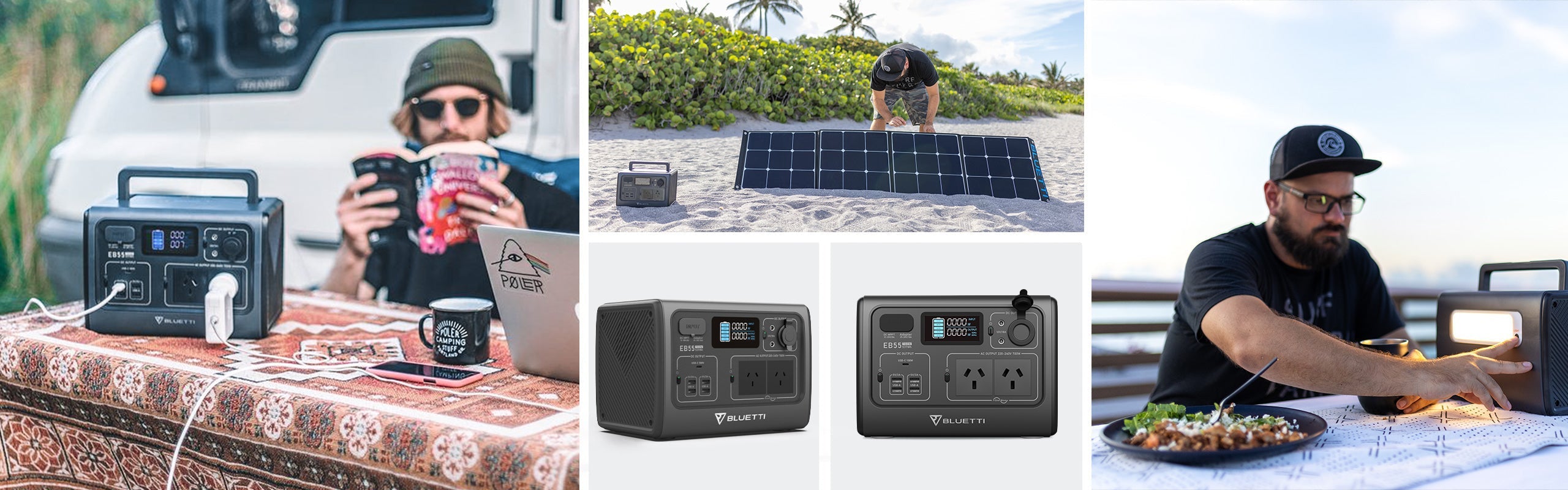 Bluetti EB55 Portable Power Station 700W/537Wh LiFePO4 Battery Backup AU Plug for Home Emergency Outdoor Camping Blue