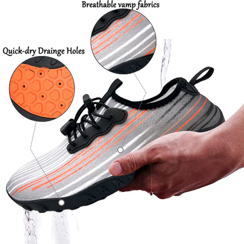 Water Shoes for Men and Women Soft Breathable Slip-on Aqua Shoes Aqua Socks for Swim Beach Pool Surf Yoga (Grey Size US 11)