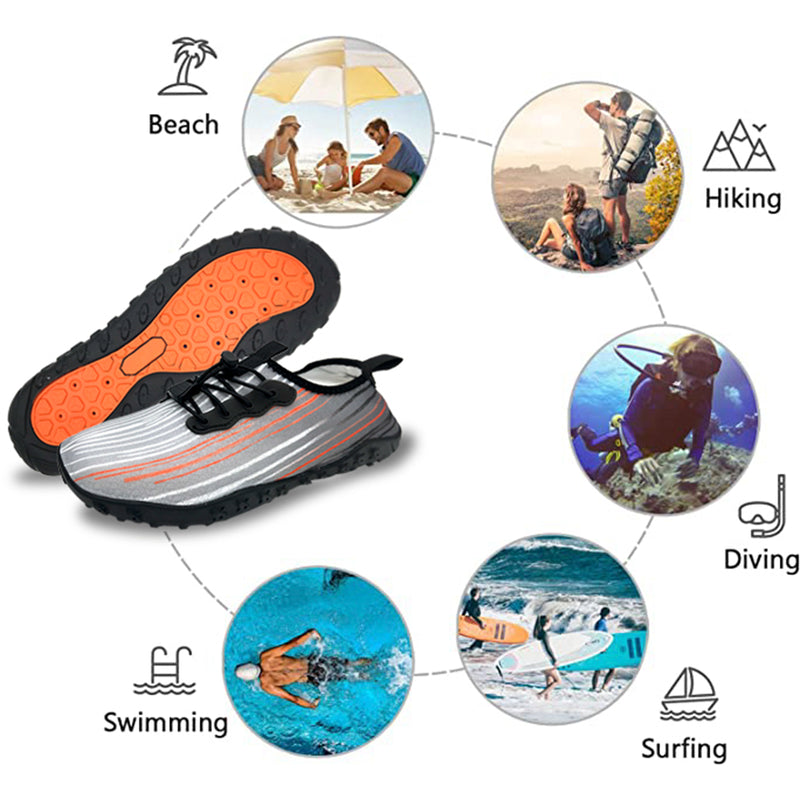 Water Shoes for Men and Women Soft Breathable Slip-on Aqua Shoes Aqua Socks for Swim Beach Pool Surf Yoga (Grey Size US 7.5)