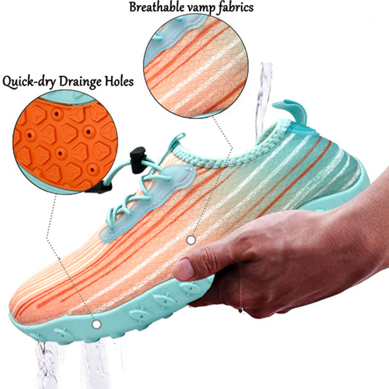 Water Shoes for Men and Women Soft Breathable Slip-on Aqua Shoes Aqua Socks for Swim Beach Pool Surf Yoga (Orange Size US 7.5)