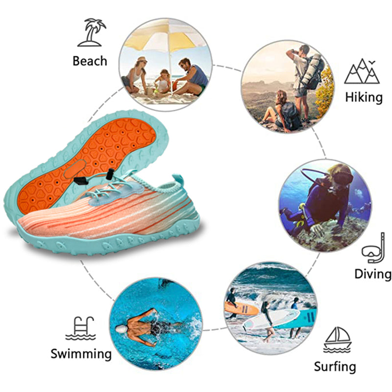 Water Shoes for Men and Women Soft Breathable Slip-on Aqua Shoes Aqua Socks for Swim Beach Pool Surf Yoga (Orange Size US 9.5)