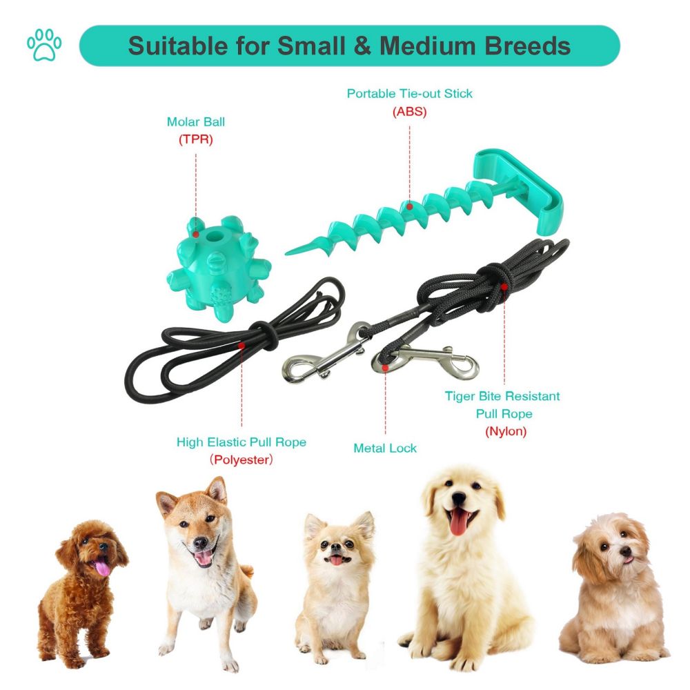 Portable Dog Tie-out Stick Set Outdoor Interactive Tug of War Toy