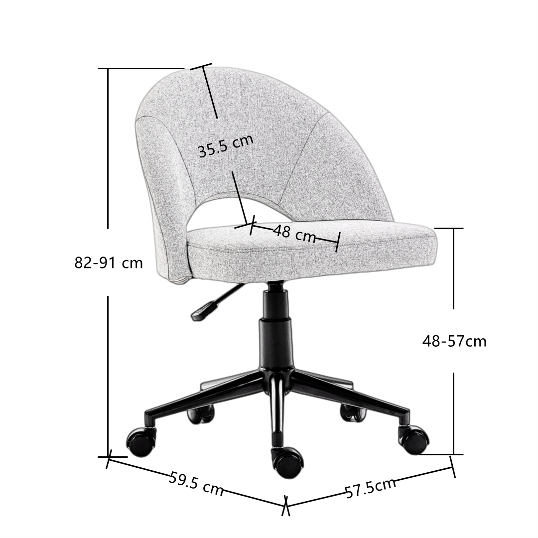 Fabric Office Chair Computer Upholstered Swivel Home Desk Chair Grey